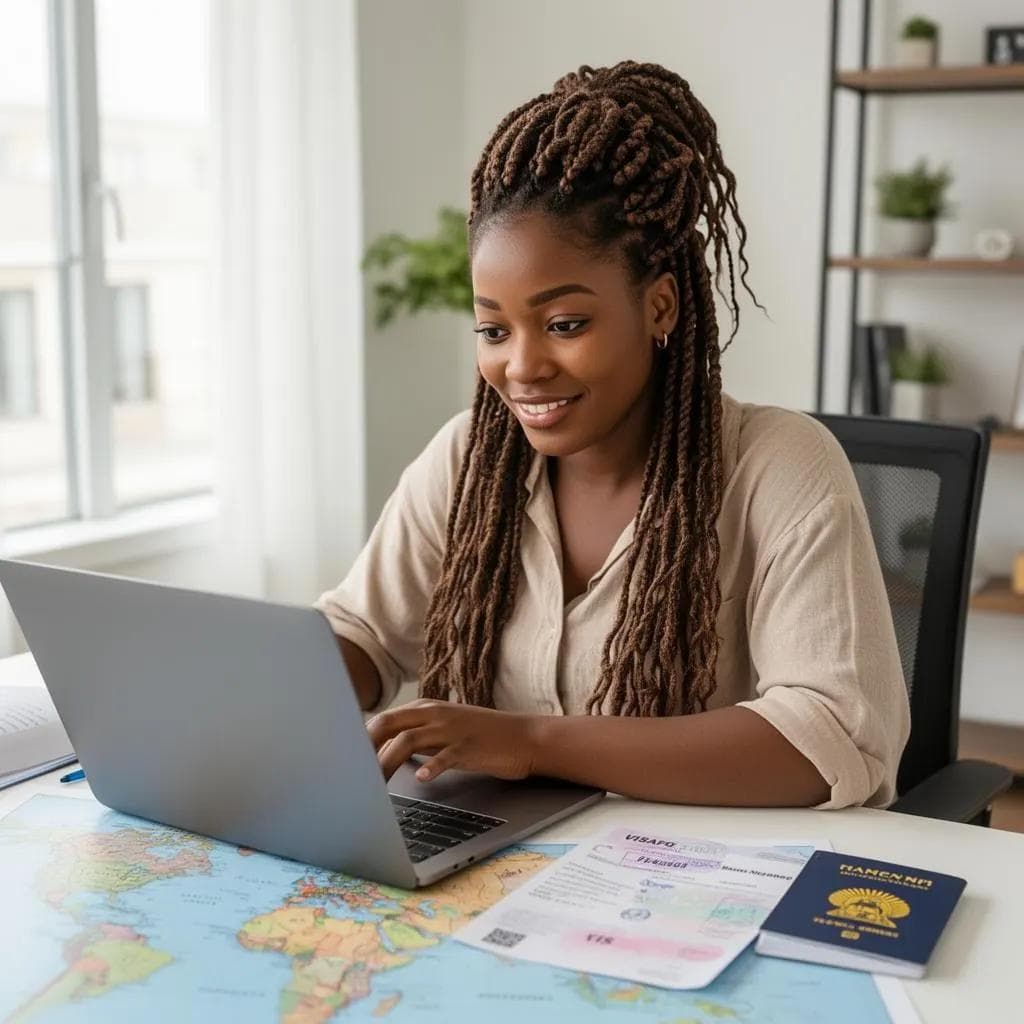 Traveler holding a passport for international travel